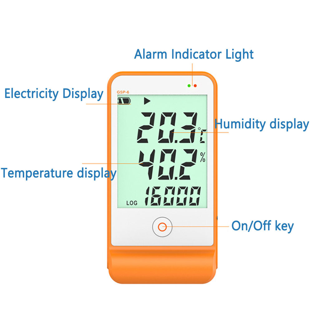 LED Digital Temperature Logger Temperature Hygrometer Data PDF Report Display