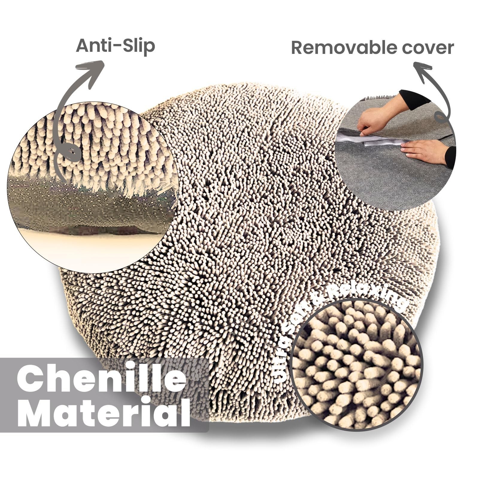 Muddy Mat® Cloud K-9 Bed for Dogs & Cats, Soft & Relaxing Donut Dog Bed, Ch