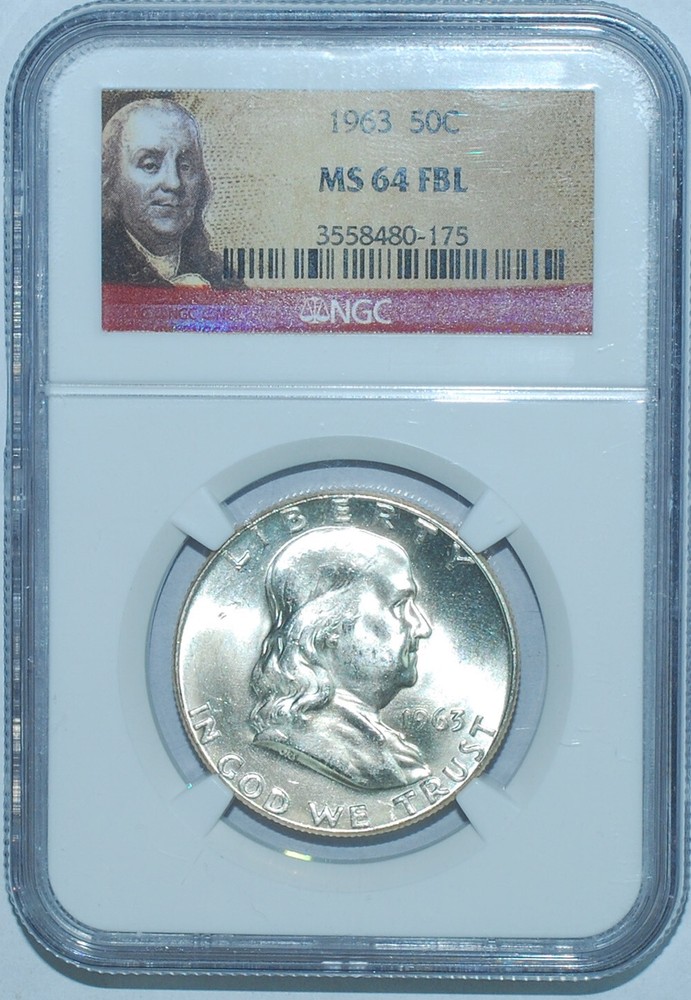 1963 NGC MS64FBL Full Bell Lines Franklin Half Dollar