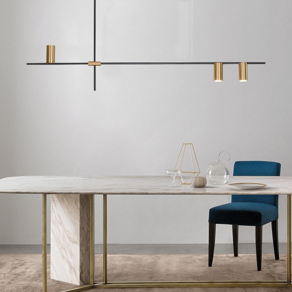 Modern Linear Chandelier - 3-Light Kitchen Island Pendant Lamp