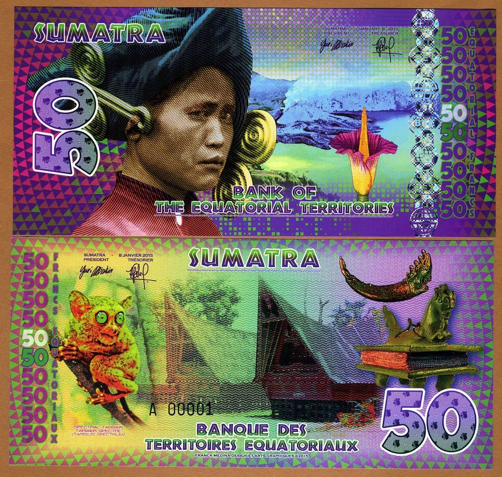 SET Equatorial Territories, 5;10;20;50;100;500 Francs, 2014-2015 POLYMER, UNC