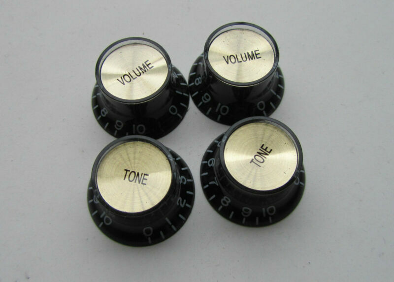 4pcs LP Guitar Reflector Knobs Black/Gold Top Hat Knobs Fit Epi LP/SG
