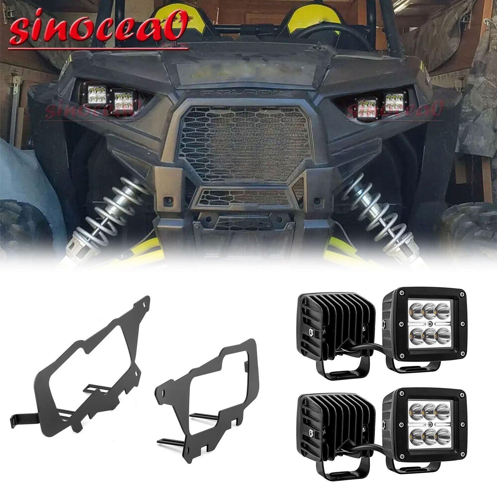 LED Cube Headlights Conversion Mount Upgrade For Polaris RZR XP 1000 2014-2023