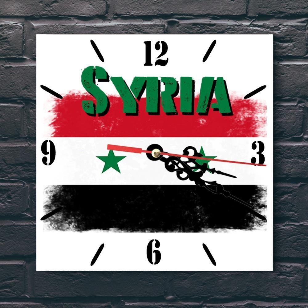 Syria Flag Wall clock patriots CERAMIC Tile Watch Support Décor