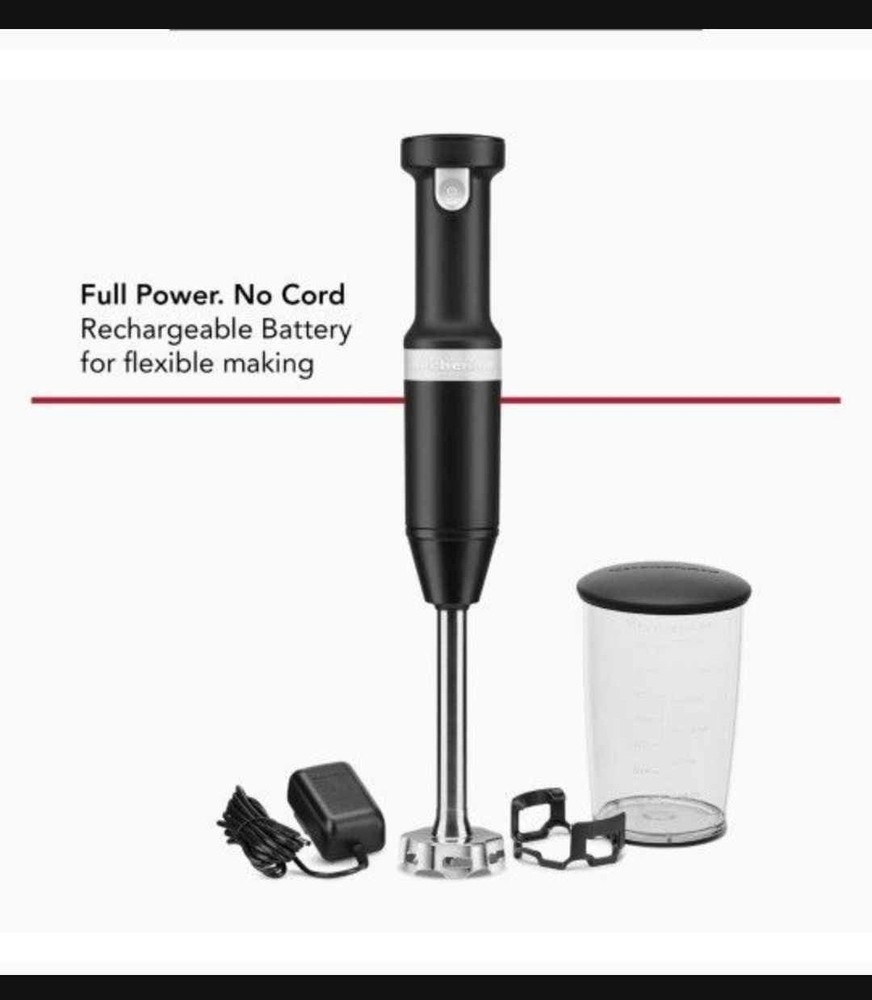 KitchenAid Cordless Variable Speed Hand Blender - Matte Black New