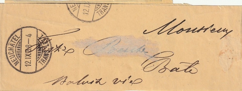 SWITZERLAND: Printed matter wrapper Basel 1888.