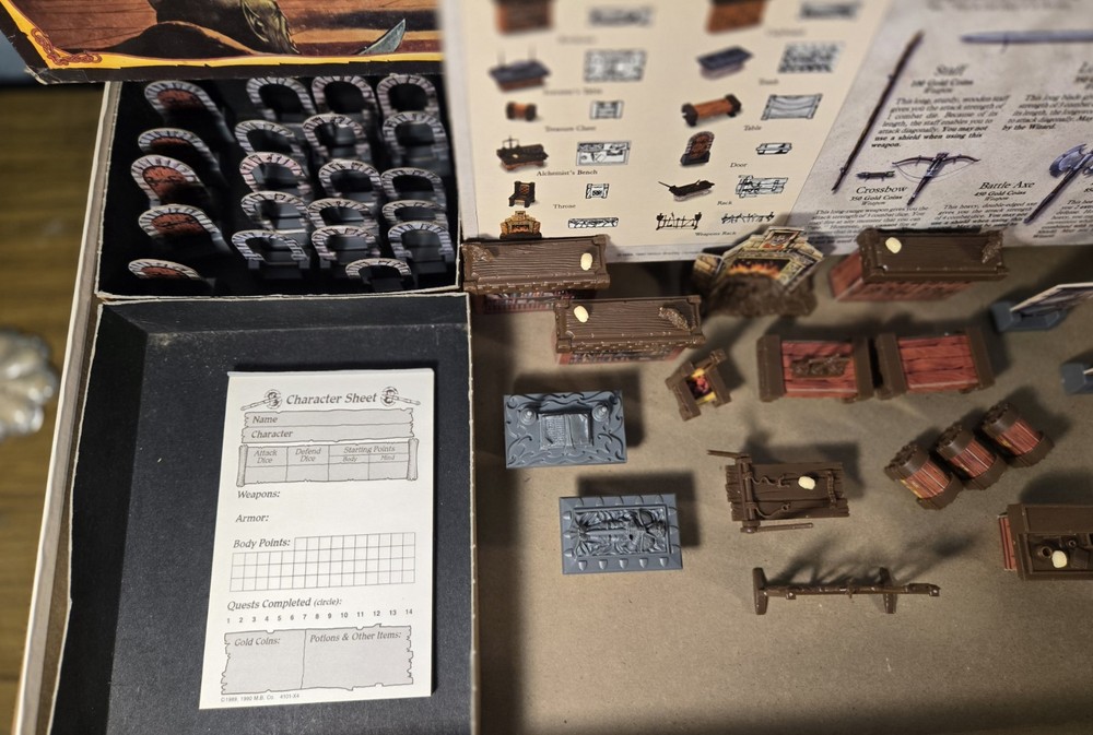 HeroQuest MB Board Game System + Witch Lord Quest Pack both 100% Complete 1990