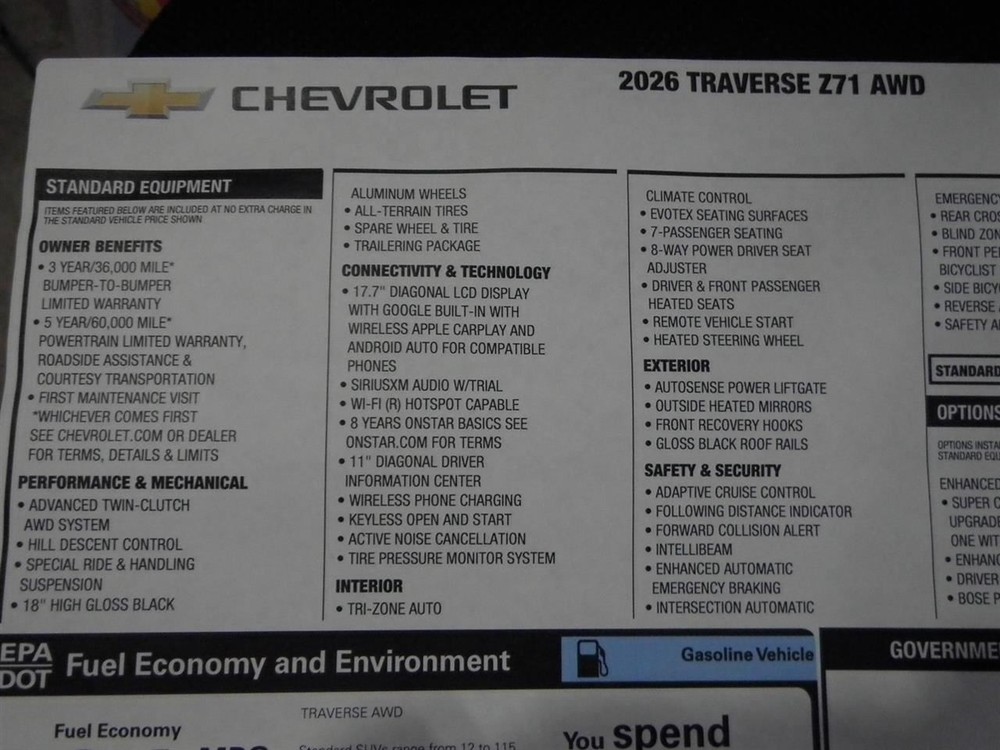 2026 Traverse Z71 Upper Air Shutter