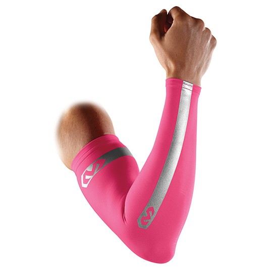 McDavid 6566RF Reflective Tech Compression Arm Sleeves - Large - Bright Pink