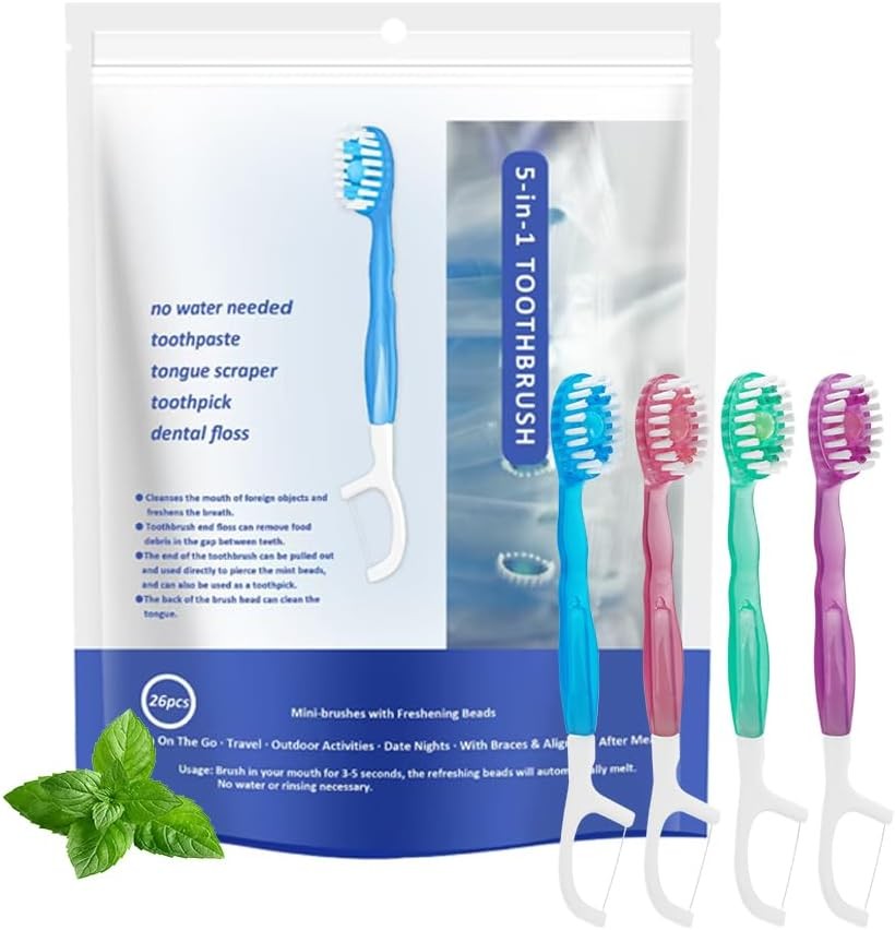 1 Mini Brushes-Disposable Toothbrushes with Tootaste + Floss + Pi +