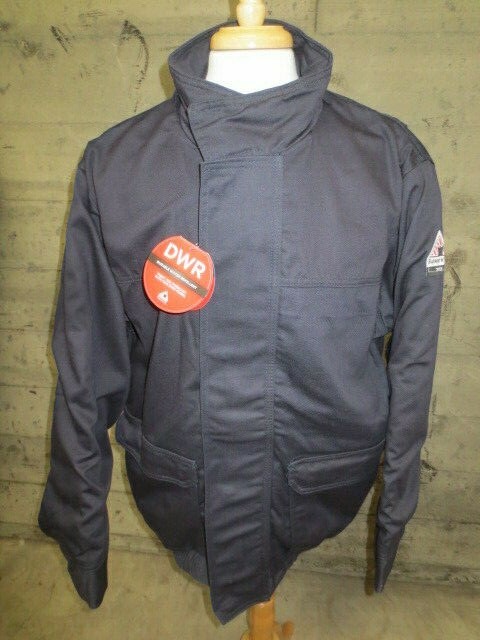 New Bulwark Men's Flame Resistant Bomber Jacket Large Long Navy
