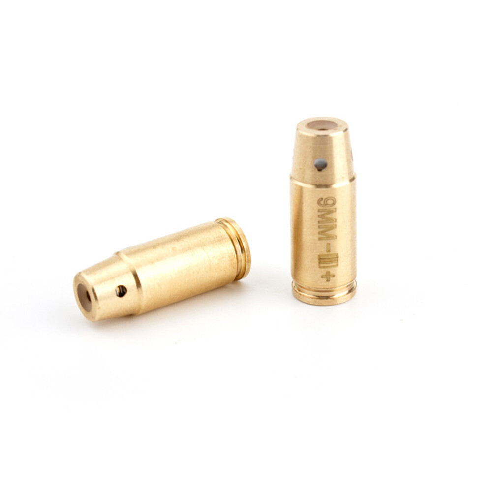 CAL 9mm Red Laser Bore Sight Brass Cartridge Bullet Shap Boresighter 6 Batteries