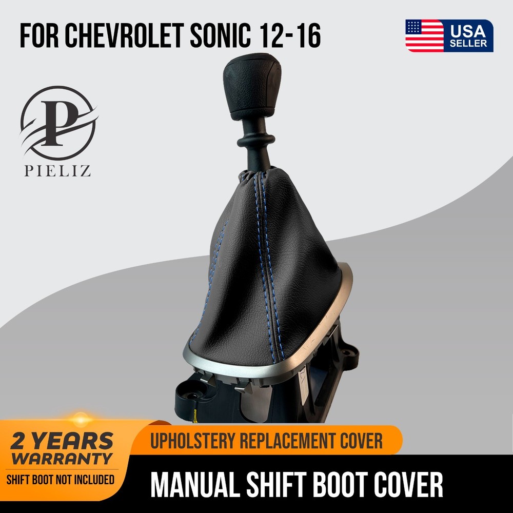 Manual Shift Boot Leather for Chevrolet Sonic 2012-2016 Blue Stitch