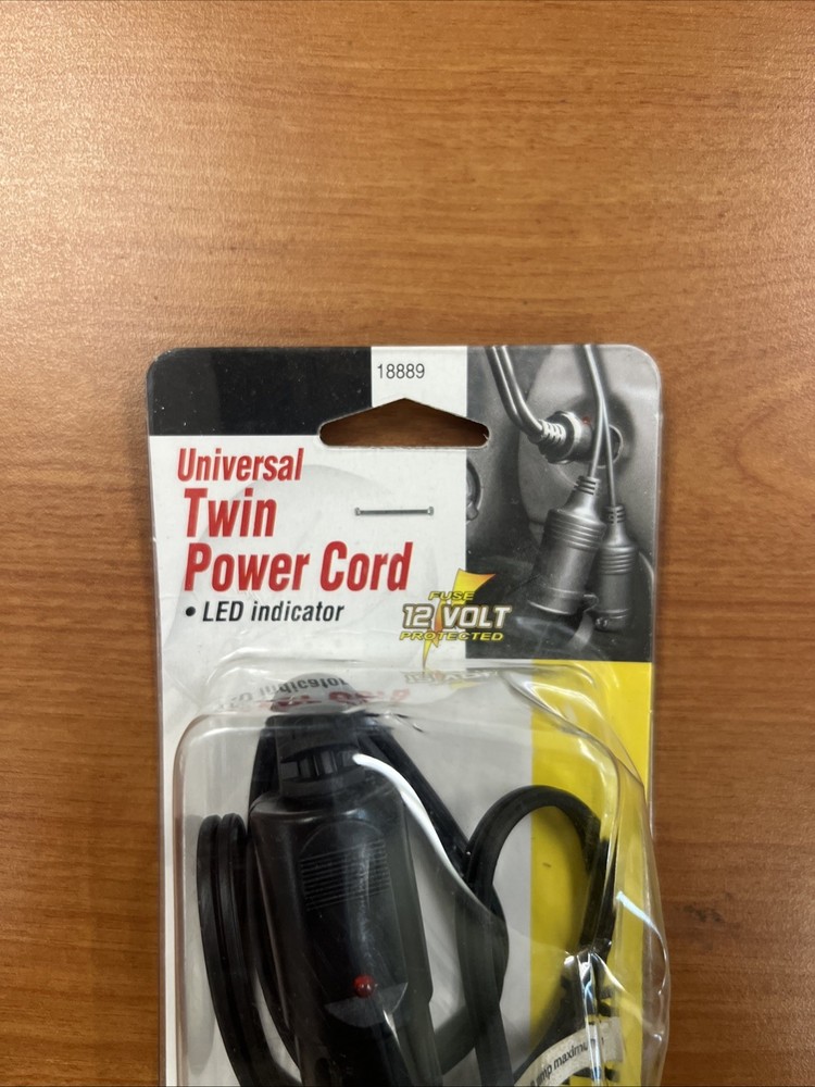 Electro-Tek Twin Power Cord with LED Indicator, 12 Volt #18889, Socket Adapter