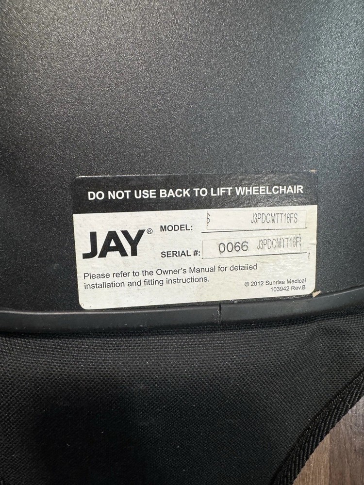 Sunrise Jay J3 Solid Wheelchair Back With Cushion - READ DETAILS