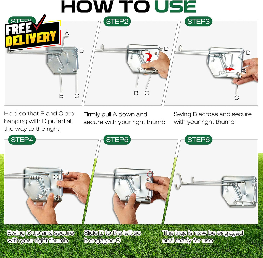 8-Pack Mole Gopher Trap Galvanized Steel Reusable Animal Trap Silver