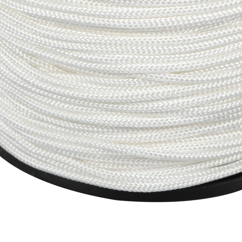1/8 in White Dacron Polyester Cord - 500 Foot Spool Industrial Solid Braid Rope