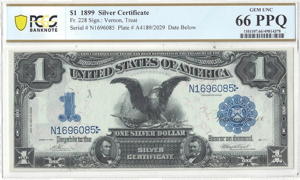 1899 $1 Silver Certificate Fr-228 PCGS Gem CU-66 PPQ