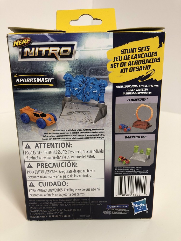 Hasbro Nerf Nitro Sparksmash Stunt Set Foam Car Plastic Wheels E1270