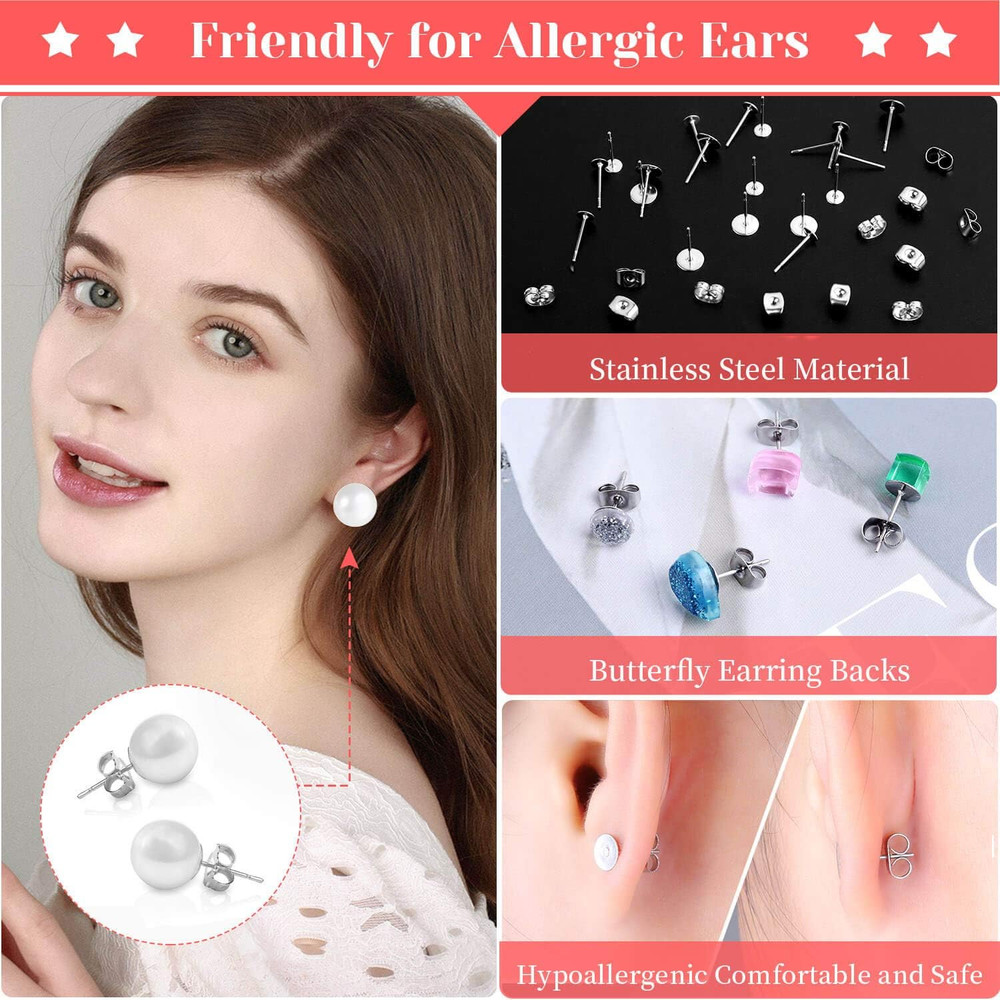 Thrilez 3080Pcs Earring Supplies Kit - Includes Hooks, Backs, Rings, Pins, Posts