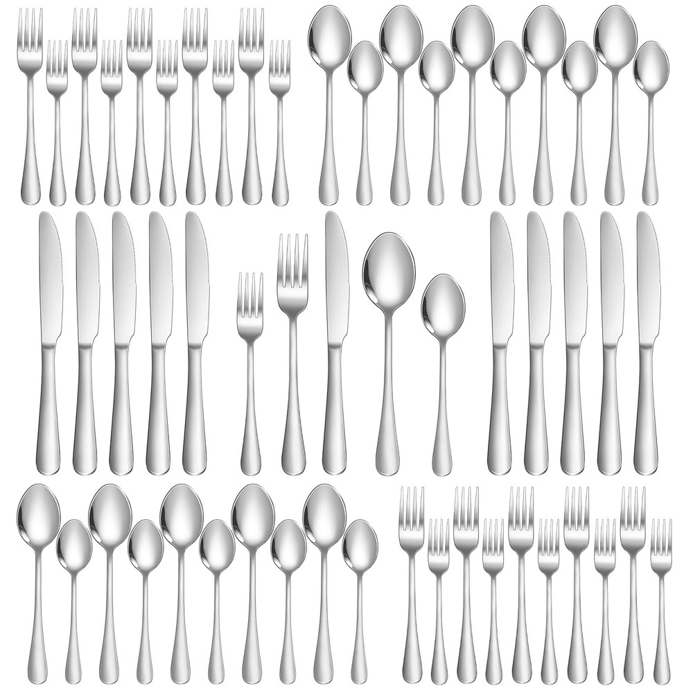 Silverware Set 50 Piece Stainless Steel Flatware Set Silverware Utensils for ...