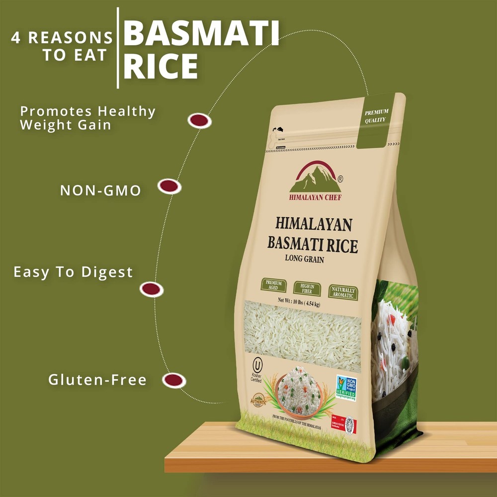 Basmati Rice,Extra Long Grain Rice Fluffy Quick Cooking Aromatic - 10 lbs.(Pa...