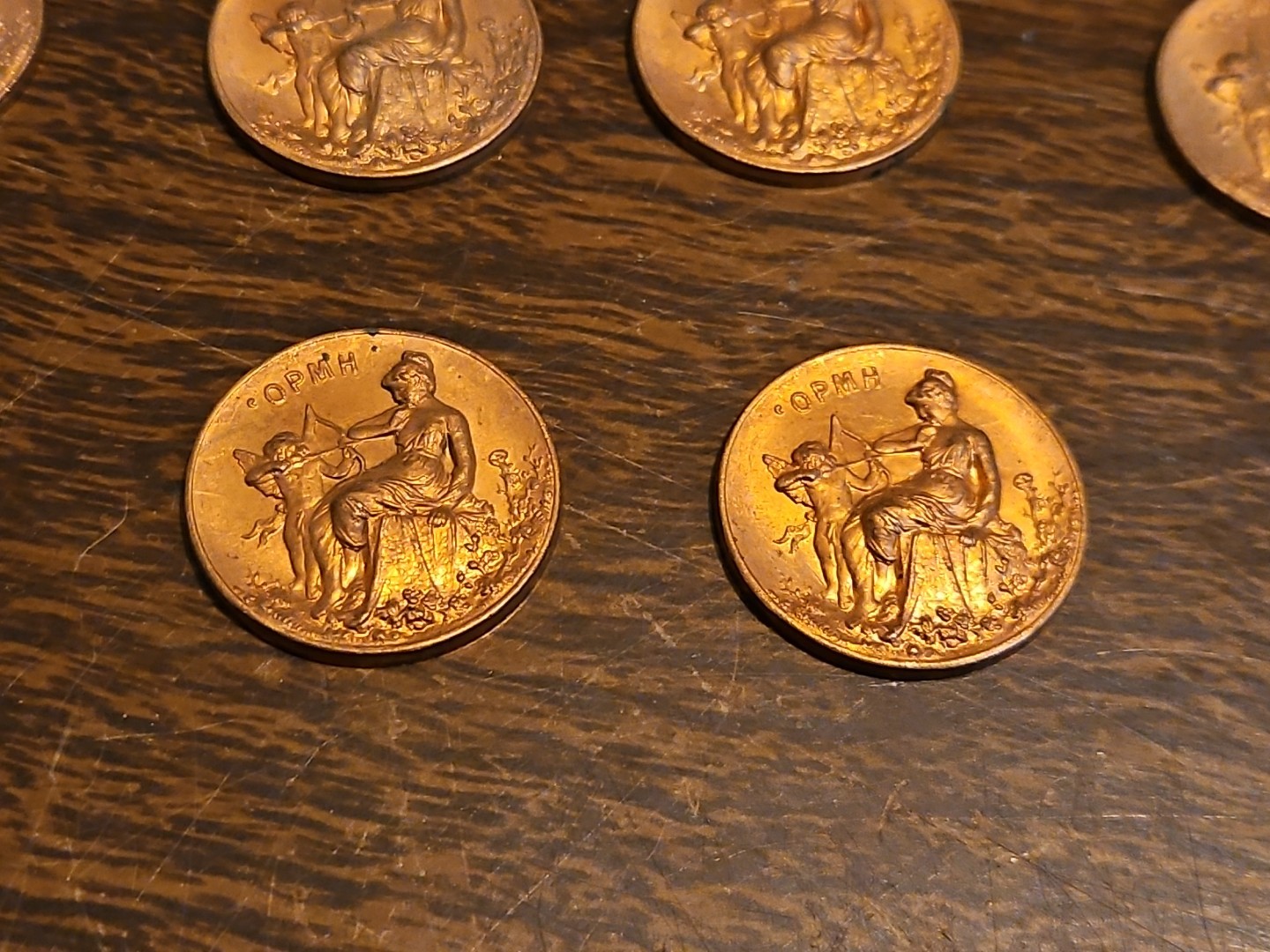 Lot Of 10 Angel CoinPendant France Vintage 60s Brass Stampings Findings Jewelry