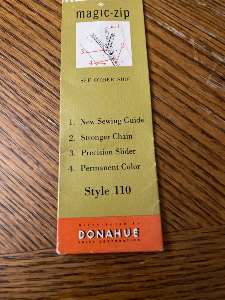 Donahue Magic Zip Talon Style 110 5 Neckline Placket NOS White