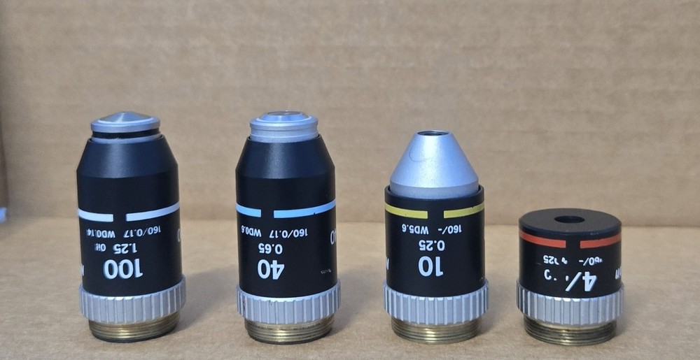 Nikon microscope Lens Objectives 4X / 10X / 40X / 100X (INV01-BINY001B)