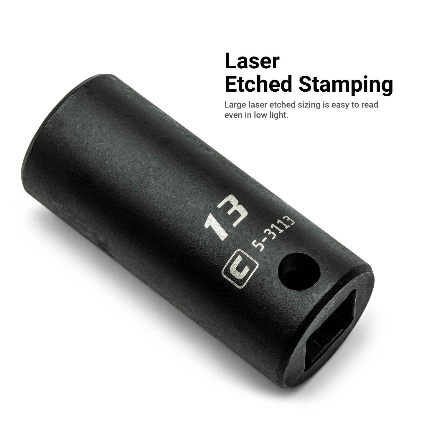 Capri Tools 3/8 in. Drive Semi-Deep Impact Socket Set, Metric, 15-Piece