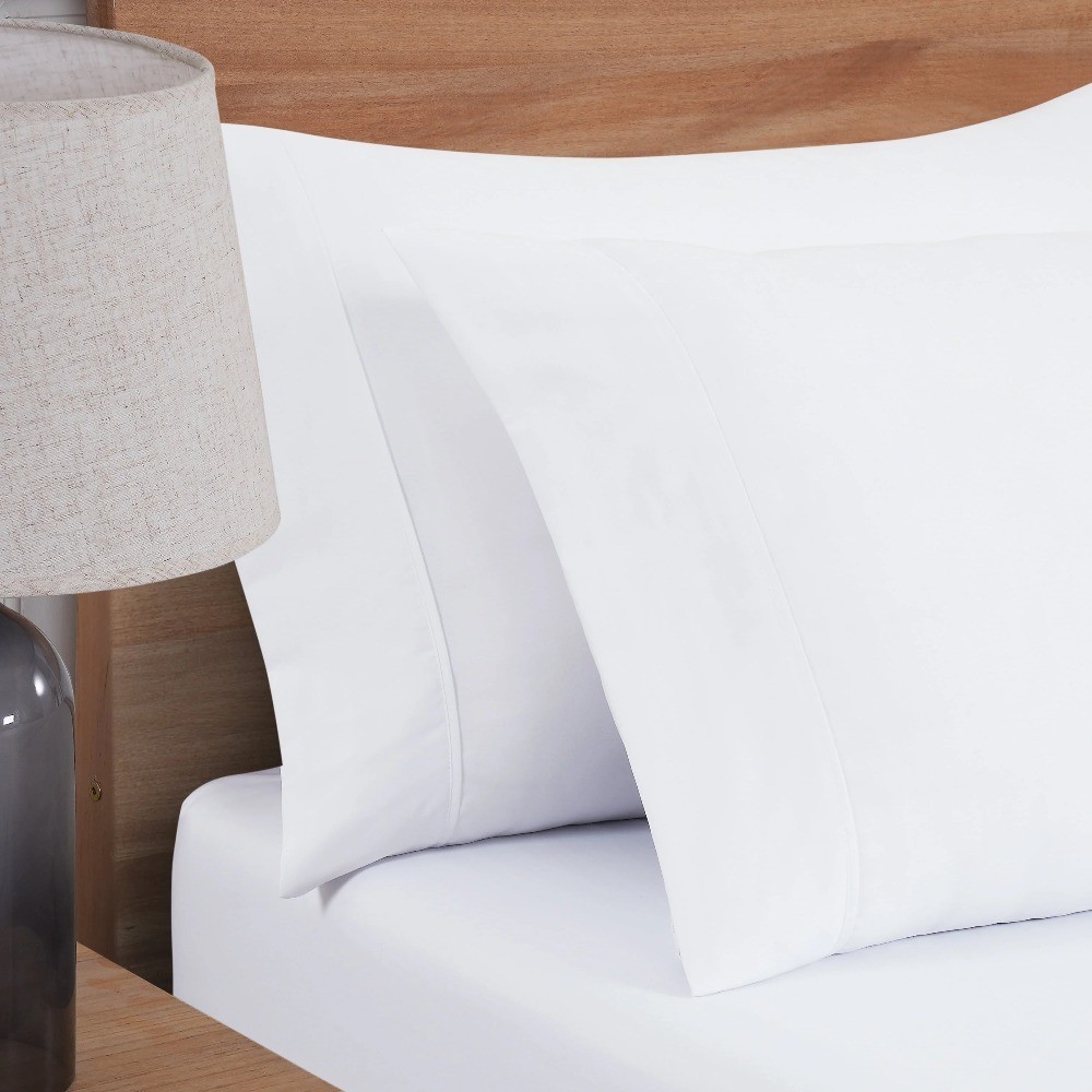 Super Soft Brushed Microfiber Pillowcase Set White Standard Queen 2 Piece