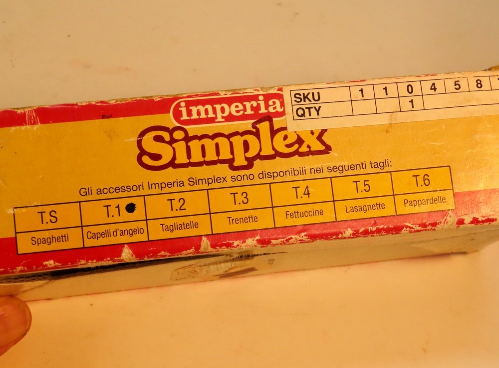 Imperia Simplex Pasta Machine Blade Insert T.1 Capeli d'Angelo Size, Orig. Box