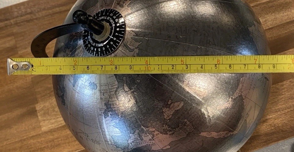 World Globe Table Top Rose Gold/Silver Metallic With Black Base Desk Decor