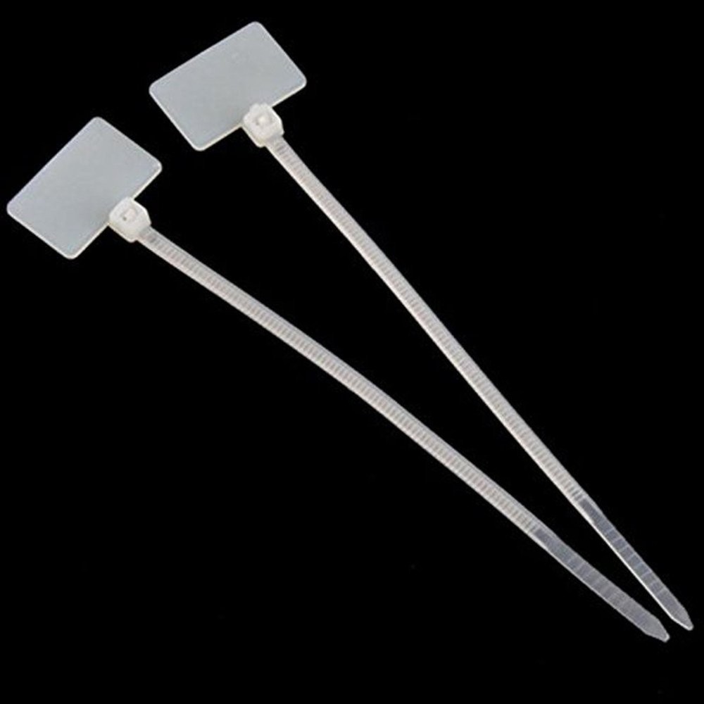 100 Pcs Write On Cable Tags Wire Zip Tie Labels Nylon Power Marking Tags