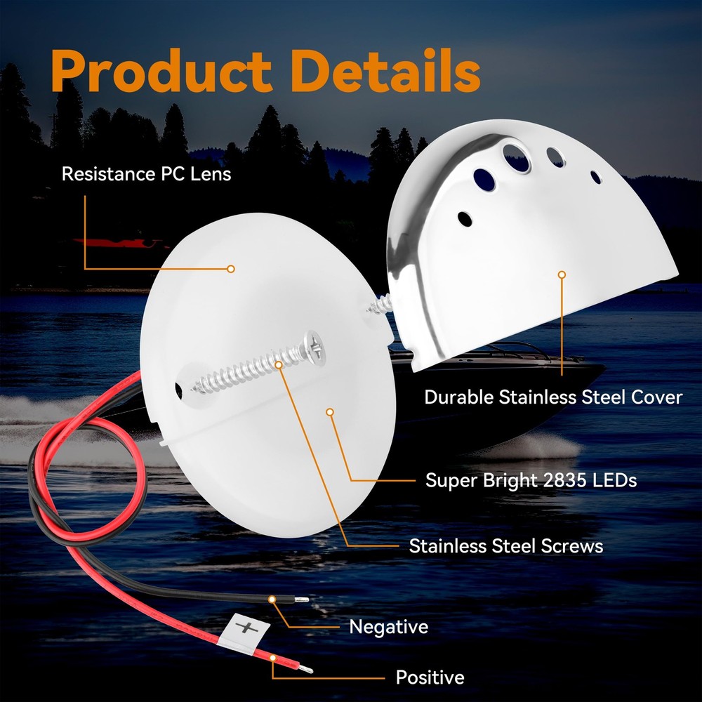 RVZONE Boat Courtesy Lights Waterproof Interior Lighting Deck White