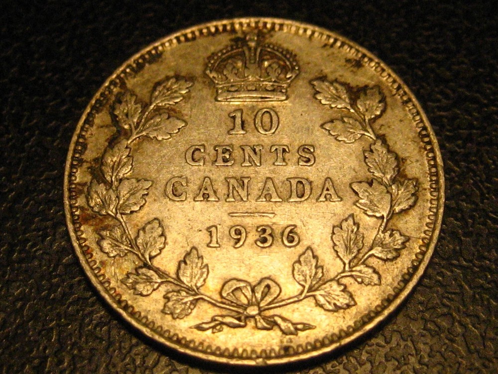 1936 Canadian Dime AU