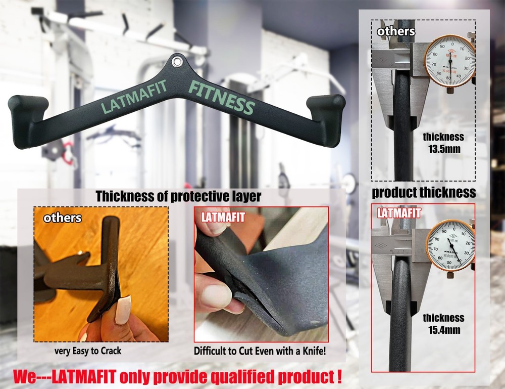 Lat Pull Down Bar Fitness Rowing Pulley Cable Machine Attachment Handle Grips