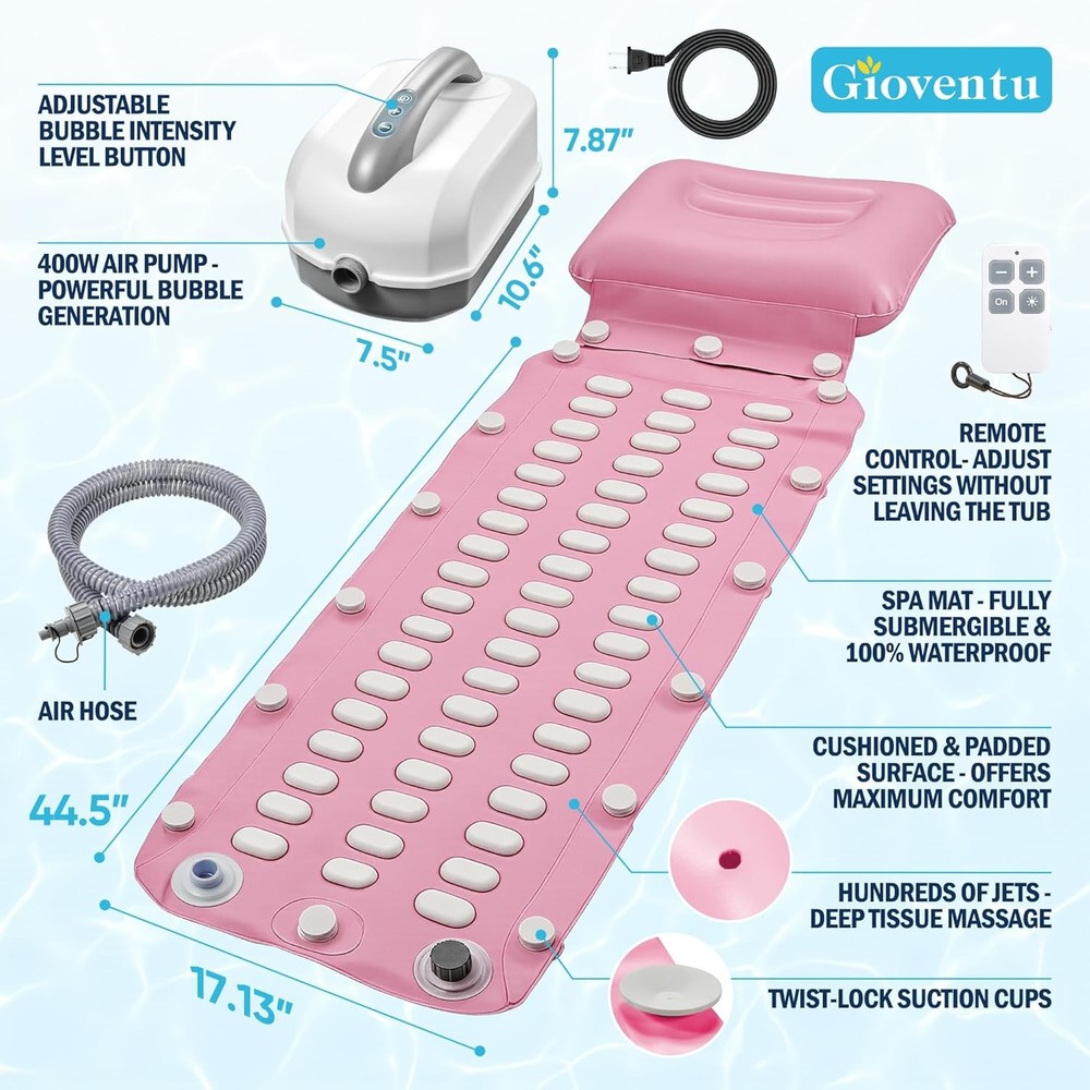 Portable Spa Bubble Bath Massager with 6 Adjustable Settings, Remote Control,