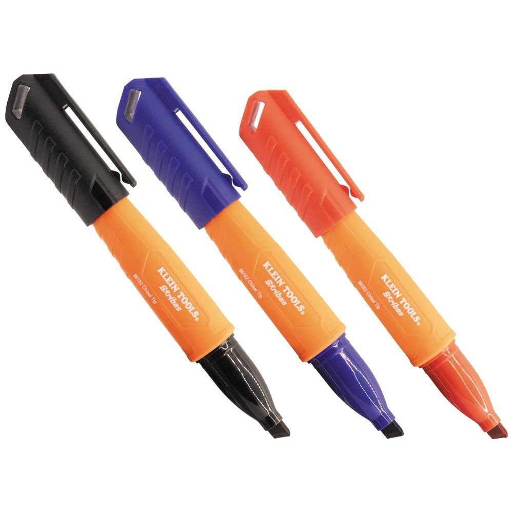 Klein Tools 861923 Skribes™ Chisel Tip Permanent Markers, Multi-Color, 3-Pack
