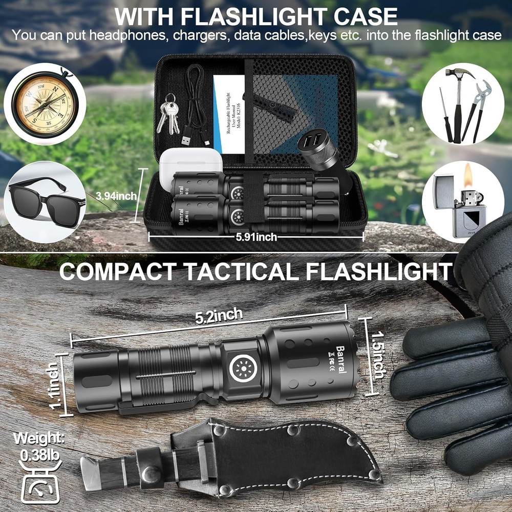 SKYFIRE 1500000LM LED Flashlight Rechargeable Zoom Fire Starter Waterproof