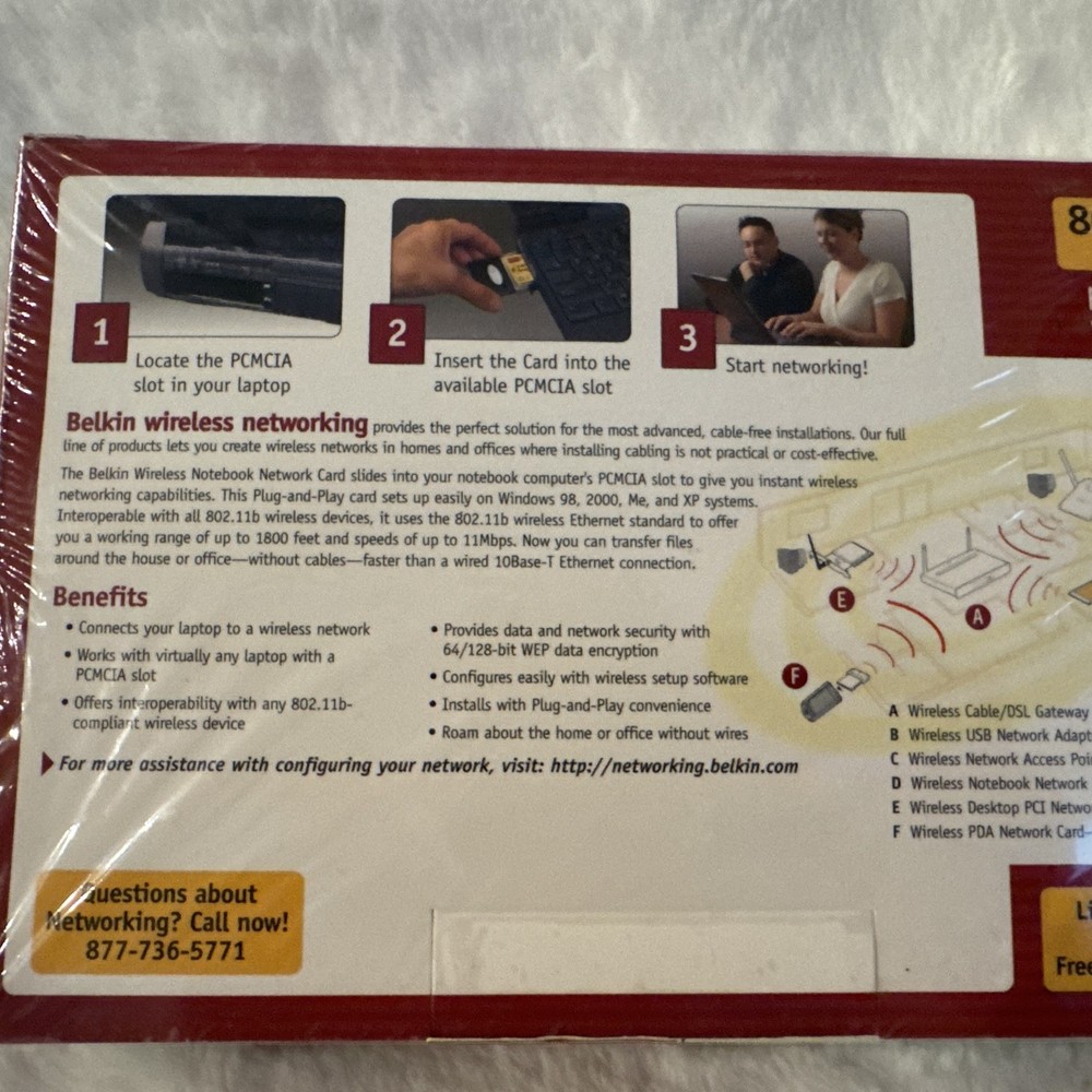 BELKIN 802.11B WIRELESS NOTEBOOK NETWORK CARD ADAPTER F5D6020 NEW Sealed