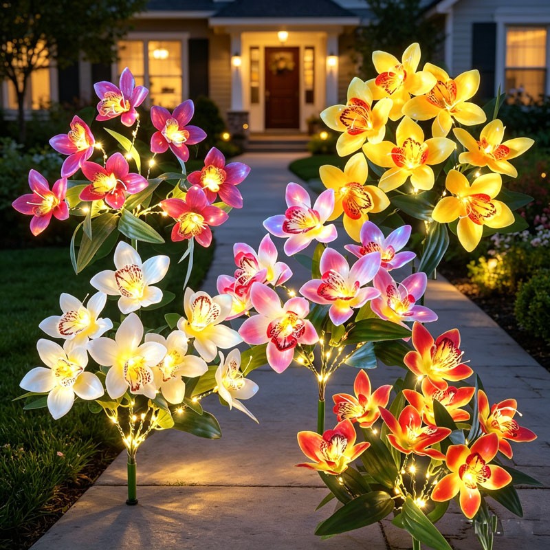 Solar Flower Light Outdoor Artificial Azalea Lights Waterproof Garden Yard Decor