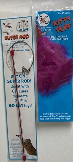 GO CAT TOY INTERACTIVE SUPER ROD KITTY PUFF TEASER CAT KITTEN ATTACHMENT
