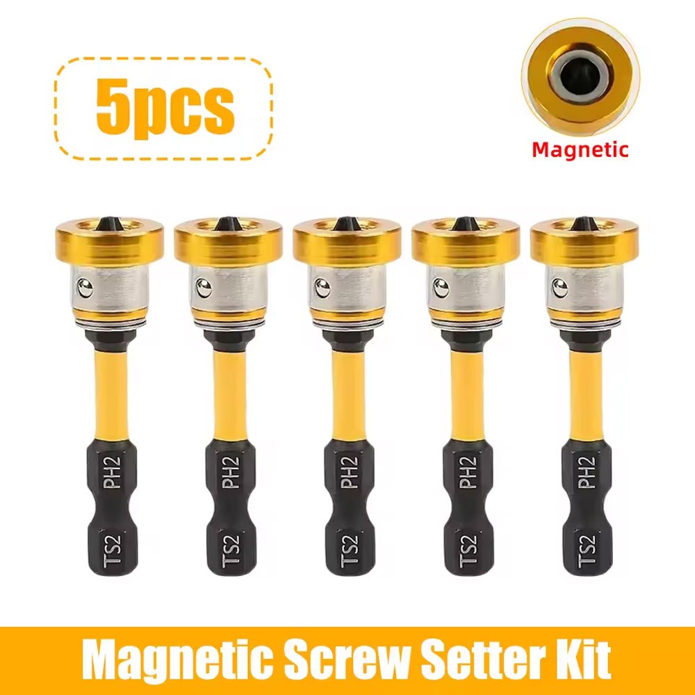 50mm 5pcs Magnetic Drywall Screw Bits Setter Kit Positioning Screwdriver Bits