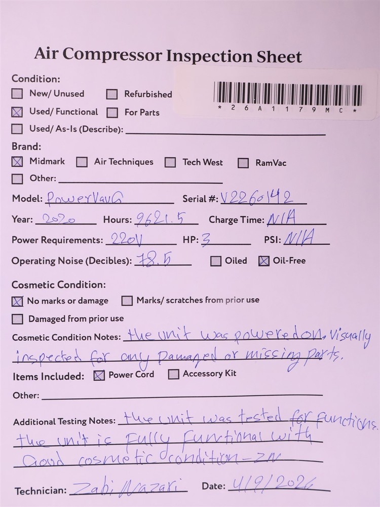 Midmark PowerVac G Dental Vacuum Pump System