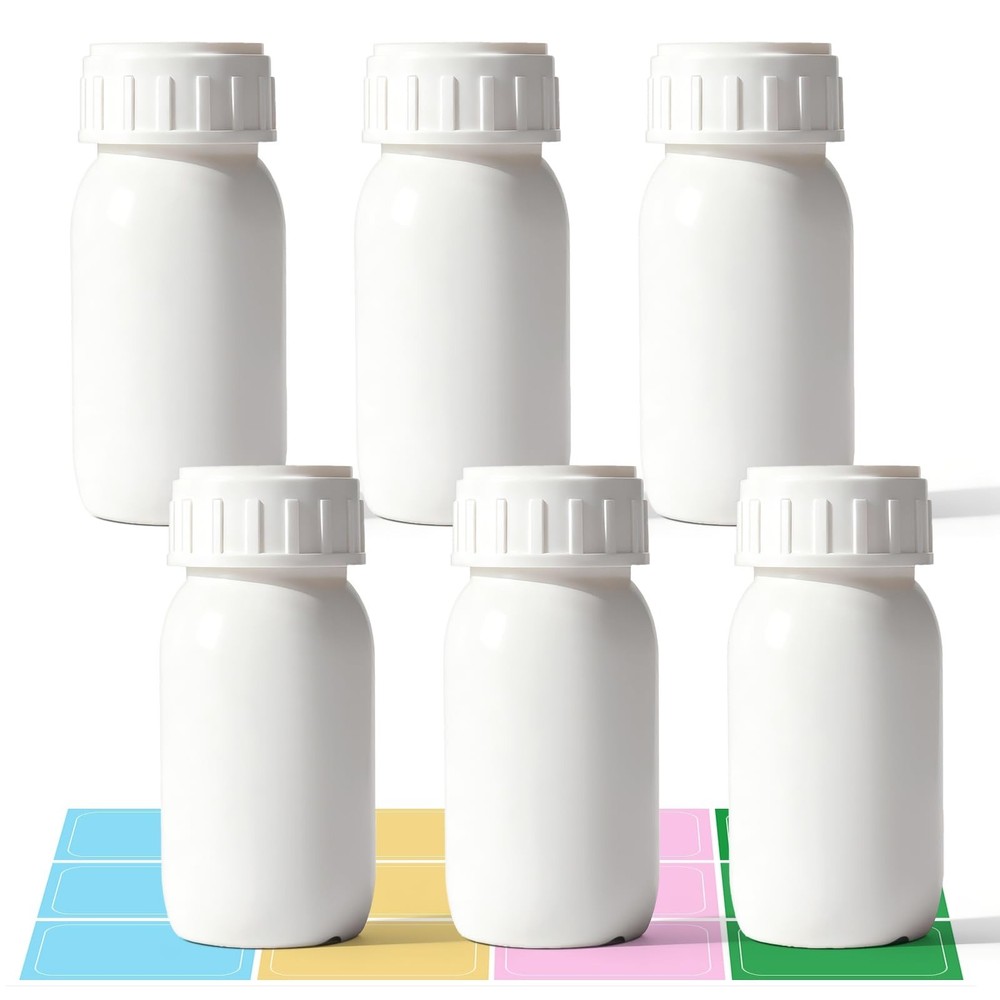 6Pack 1oz Plastic Small Travel Bottles - Empty Containers with Lids, EVOH Hig...