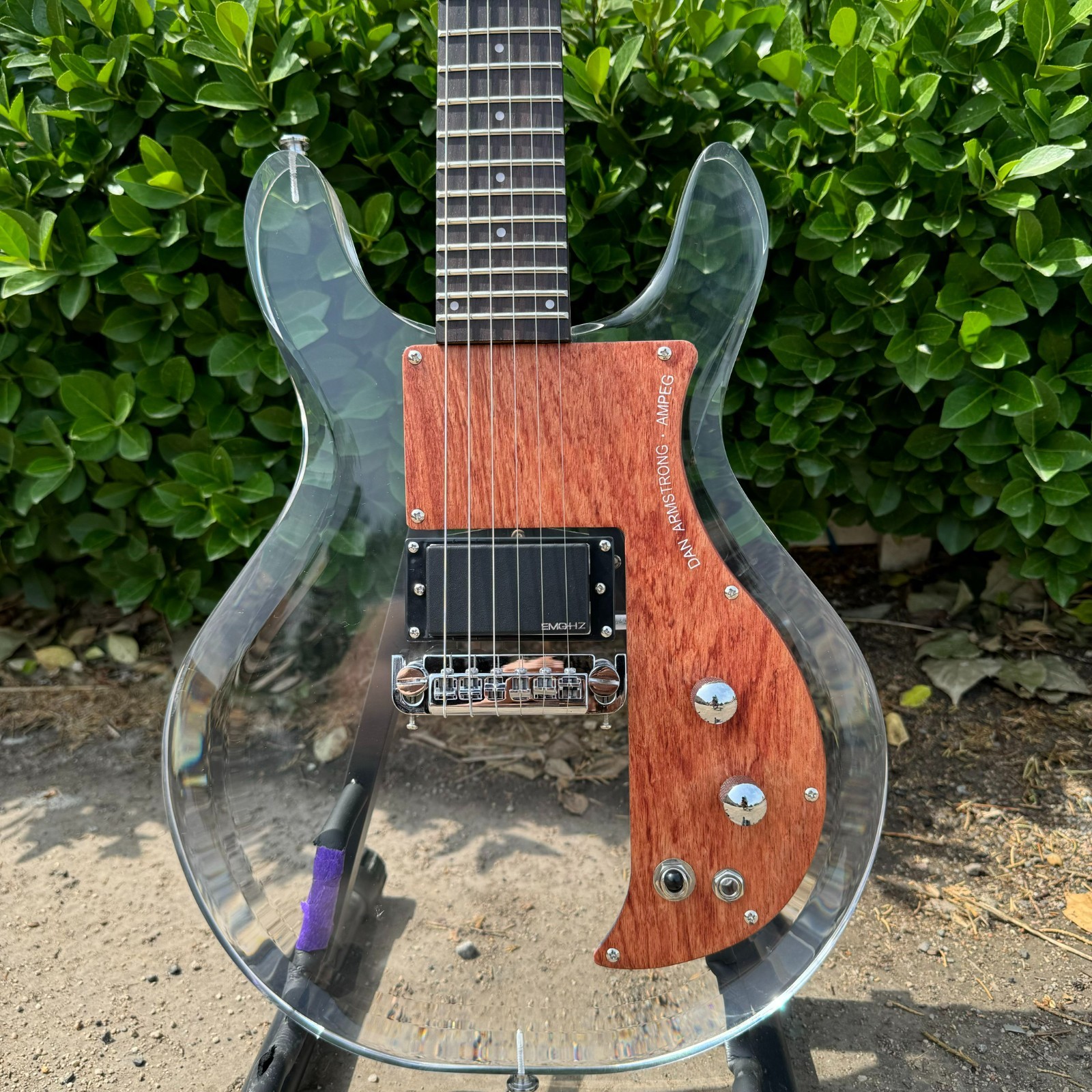 Custom Clear Lucite Electric Guitar-Armstrong DAN Rosewood AccentsRosewood Panel