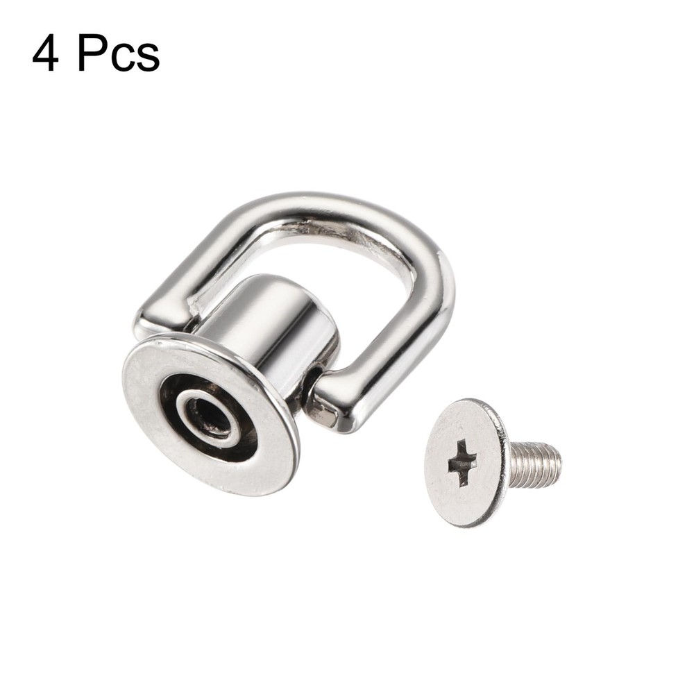 12x10mm Ball Post Head Button Studs with D Ring for DIY Silver Tone 4pcs