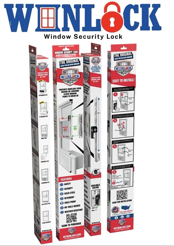 Winlock Window Security Lock Solid Steel Child Proof Safety Security lock 26.5in