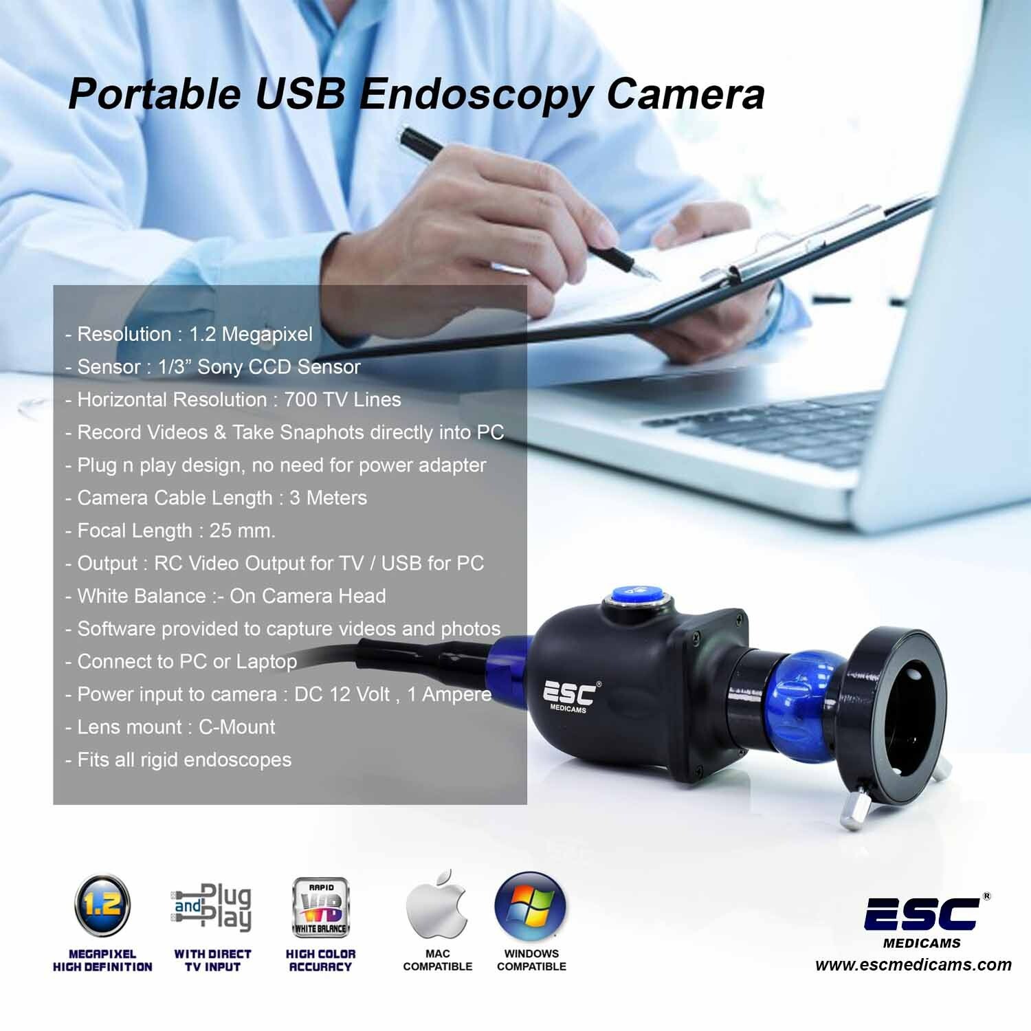 Endoscopy camera HD Portable USB Rigid Endoscope Storz ENT Medical 1.2MP Windows